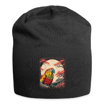 Papagei Japan Cherry Blossom Moon - Jersey-Beanie - Schwarz - Vorne