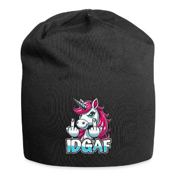 Einhorn Unicorn Idgaf - Jersey-Beanie - Schwarz - Vorne