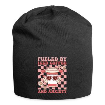 Fueled By Iced Coffee and Anxiety Groovy Coffee - Bonnet en jersey - noir - Devant