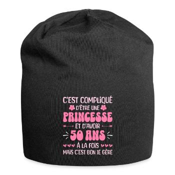Femme Princesse Anniversaire 50 Ans - Bonnet en jersey - noir - Devant
