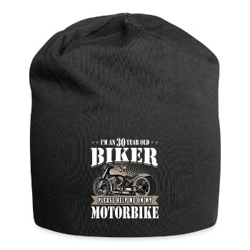 30. Biker Geburtstagsgeschenke Vintage Motorrad - Jersey-Beanie - Schwarz - Vorne