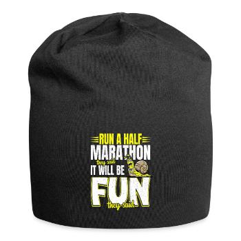 Laufen Joggen Laufshirt Herren Damen Halbmarathon - Jersey-Beanie - Schwarz - Vorne