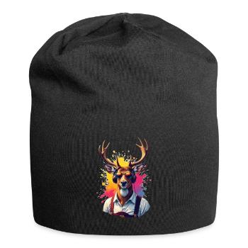 Fest Tracht Hirsch mit Kopfhörer Sonnenbrille - Jersey-Beanie - Schwarz - Vorne