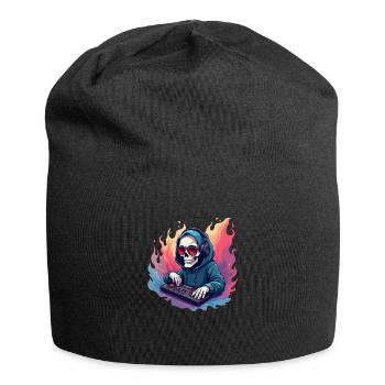 Crâne de DJ avec lunettes de soleil et casque en pop - Bonnet en jersey - noir - Devant