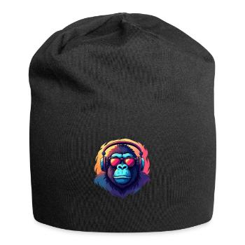 Gorille avec lunettes de soleil et écouteurs dans le Pop Art - Bonnet en jersey - noir - Devant