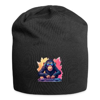 DJ Monkey Design Casques Lunettes de soleil Musique Fête - Bonnet en jersey - noir - Devant