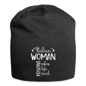 Positives Mädchen Italienische Frau - Jersey-Beanie - Schwarz - Vorne