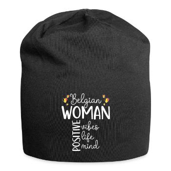 Positives Mädchen Belgische Frau - Jersey-Beanie - Schwarz - Vorne