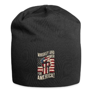 Whiskey And Power For America Patriotic Fist Flag - Jersey Beanie - black - Front