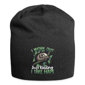 I work out just kidding I take naps - Jersey Beanie - black - Front