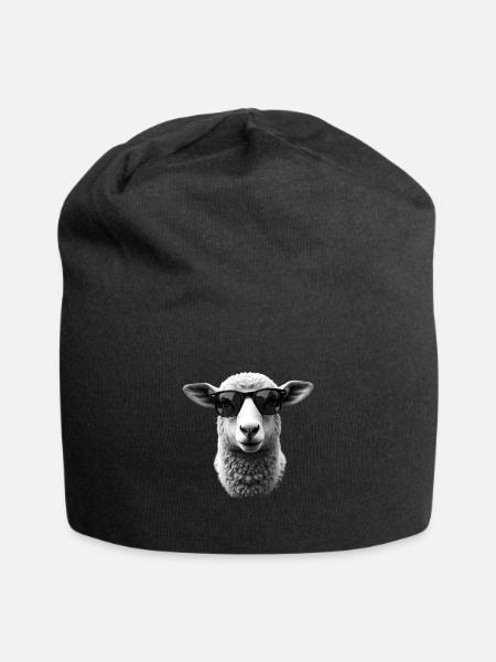Schaf mit Sonnenbrille Tier Motiv Schäfer Schafe - Jersey-Beanie - Schwarz