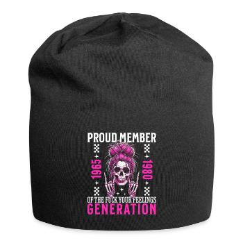 Frau Totenkopf Humor Generation X - Jersey-Beanie - Schwarz - Vorne