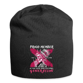 Frau Totenkopf Humor Generation X - Jersey-Beanie - Schwarz - Vorne