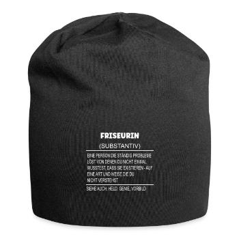 Wörterbuch Erklärung Friseurin Held, Genie Vorbild - Jersey-Beanie - Schwarz - Vorne
