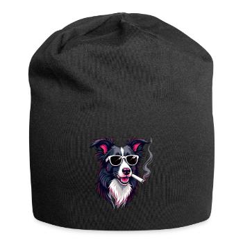 Border Collie Sonnenbrille rauchender Border - Jersey-Beanie - Schwarz - Vorne
