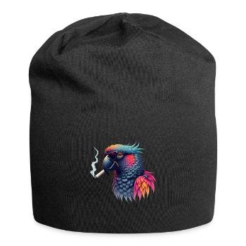 Parrot with sunglasses animal motif smoking - Jersey Beanie - black - Front