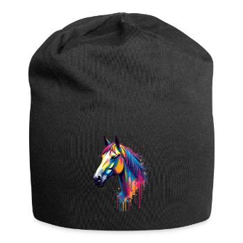 Pferd Bunte Kunst Kunstwerk Tier Motiv Pferde - Jersey-Beanie - Schwarz - Vorne