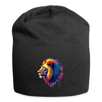 Lion Colorful Art Artwork Animal Motif Lion - Jersey Beanie - black - Front