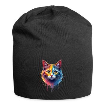 Cat Colorful Art Artwork Animal Motif Cats - Jersey Beanie - black - Front