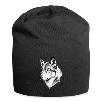 Wolf Schwarz Weiß Outfit Tier Motiv Kunst Wolf - Jersey-Beanie - Schwarz - Vorne