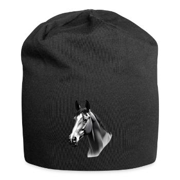 Pferd Schwarz Weiß Outfit Tier Motiv Kunst Pferde - Jersey-Beanie - Schwarz - Vorne