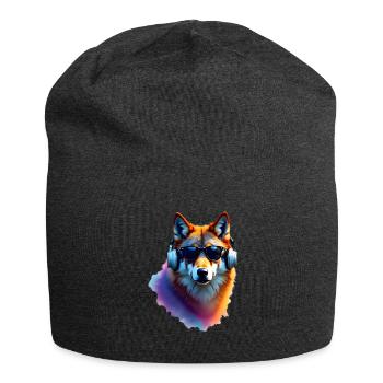 Wolf Kunst Kunstwerk Wasserfarbe Wald Wolf - Jersey-Beanie - Anthrazit - Vorne