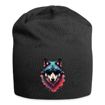 Wolf Kunst Kunstwerk Wasserfarbe Wald Wolf - Jersey-Beanie - Schwarz - Vorne