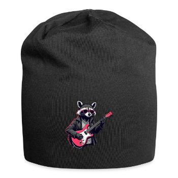 raccoon music guitar guitar player raccoon - Jersey Beanie - black - Front