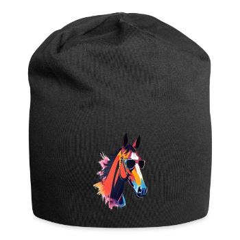 Pferd Kunst Kunstwerk Pop Art Pferde - Jersey-Beanie - Schwarz - Vorne