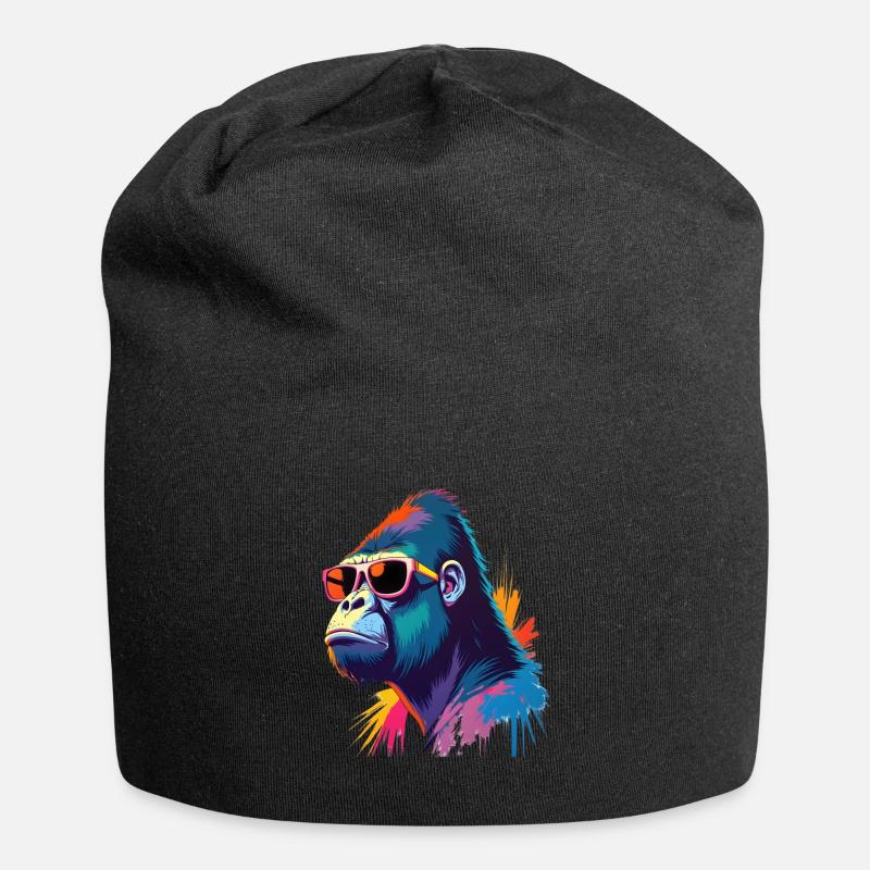 Gorilla Kunst Kunstwerk Pop Art Gorilla - Jersey-Beanie - Schwarz