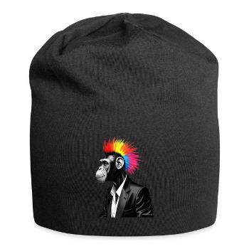 Chimpanzé punk motif animal drôle singe - Bonnet en jersey - noir - Devant