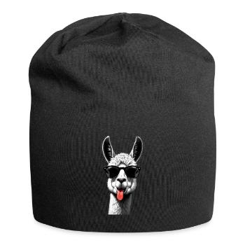Lama Alpaka Sonnenbrille Tier Motiv lustiges - Jersey-Beanie - Schwarz - Vorne