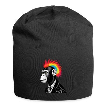 Chimpanzé punk motif animal drôle singe - Bonnet en jersey - noir - Devant