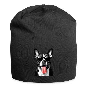 Bulldogge Hund Tier Motiv lustiges Bulldoggen - Jersey-Beanie - Schwarz - Vorne