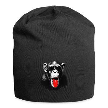 Singe chimpanzé motif animal drôle de singe - Bonnet en jersey - noir - Devant