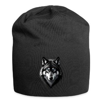 Wolf mit Blauen Augen Tier Motiv Kunst Wolf - Jersey-Beanie - Schwarz - Vorne