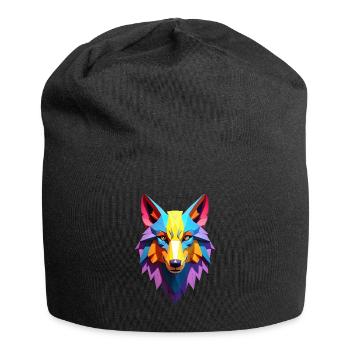 Polygon Kunst Wolf Wölfe Tier Motiv Kunst Wolf - Jersey-Beanie - Schwarz - Vorne