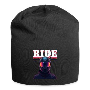 Cool motorcyclist biker design with the text - Jersey Beanie - black - Front