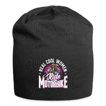 Real Cool Woman ride Motorbike Biker - Jersey Beanie - black - Front