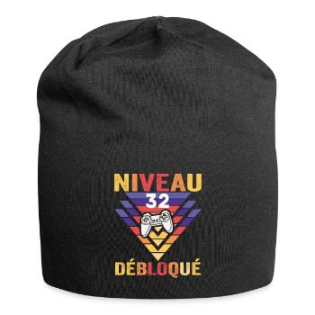 Level 32 Freigeschaltet Geschenk 32 Jahre Gamer Geek Lustig - Jersey-Beanie - Schwarz - Vorne