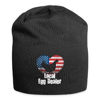 Lokaler Eierhändler Hühnerbesitzer Züchter - Jersey-Beanie - Schwarz - Vorne