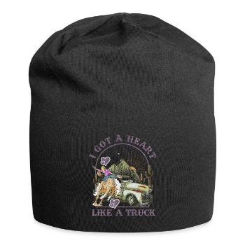 J’ai un cœur comme un camion - Bonnet en jersey - noir - Devant