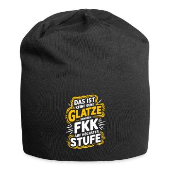 Haarausfall Glatze Frisur, Lustiges Glatzenträger - Jersey-Beanie - Schwarz - Vorne
