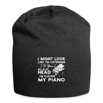 I Might Look Like I Am Listening Piano - Jersey Beanie - black - Front