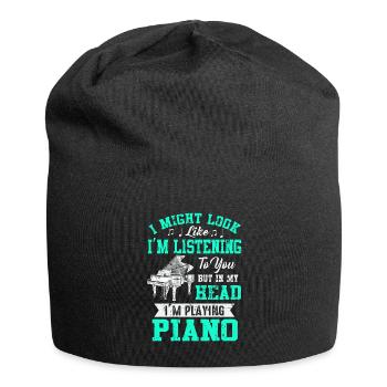 I Might Look Like I Am Listening Piano - Jersey Beanie - black - Front