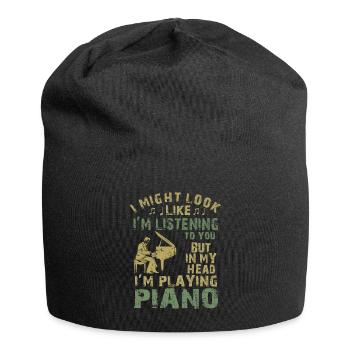 I Might Look Like I Am Listening Piano - Jersey Beanie - black - Front