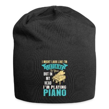 I Might Look Like I Am Listening Piano - Jersey Beanie - black - Front