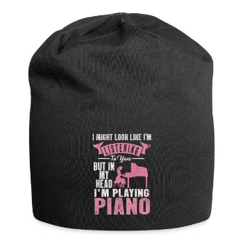 I Might Look Like I Am Listening Piano - Jersey Beanie - black - Front