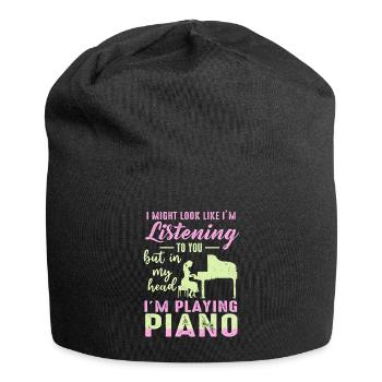 I Might Look Like I Am Listening Piano - Jersey Beanie - black - Front