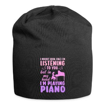 J’ai peut-être l’air d’écouter du piano - Bonnet en jersey - noir - Devant